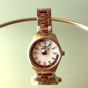 Invicta Watch, silver band, mother of pearl face